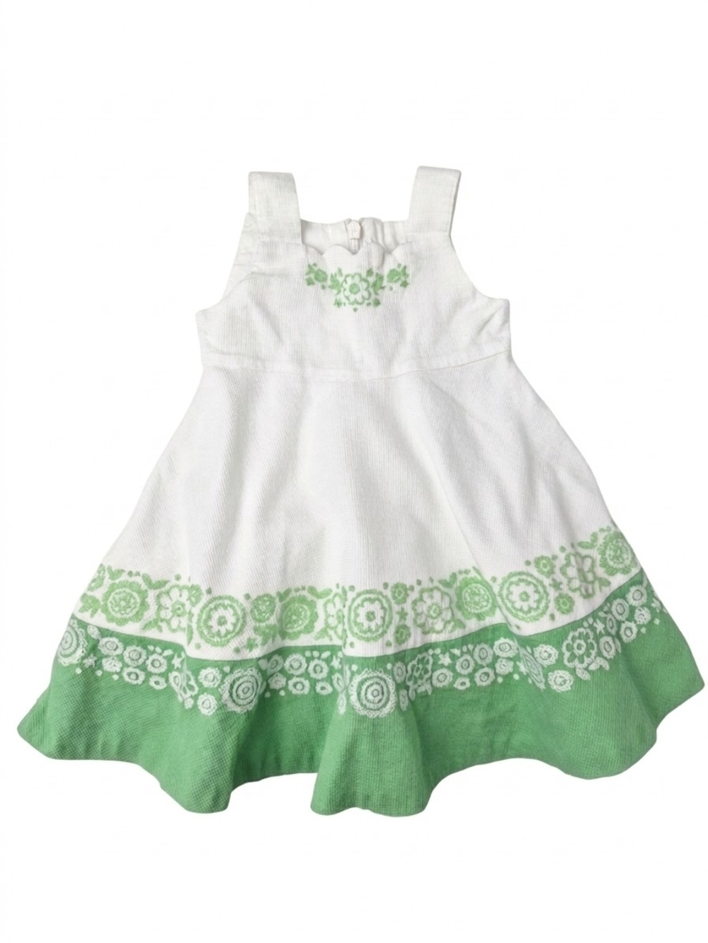 The Children's Place Seersucker Embroidered Floral Dress 12M Sage Spring Green